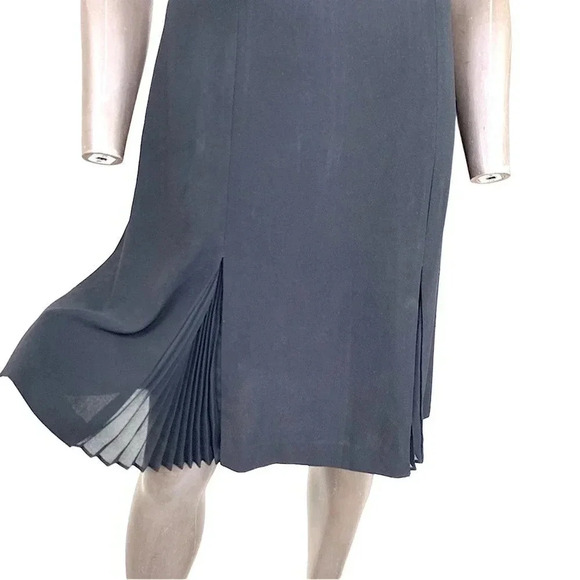Liz Claiborne Vintage 90s Casual Chiffon Short Sleeves Shift Dress Size 8 Black - Picture 3 of 10